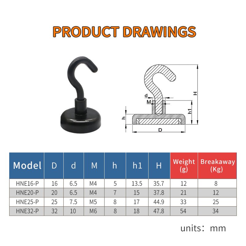 Color Magnetic Hook Supplier - Black/White Strong Magnetic Hook