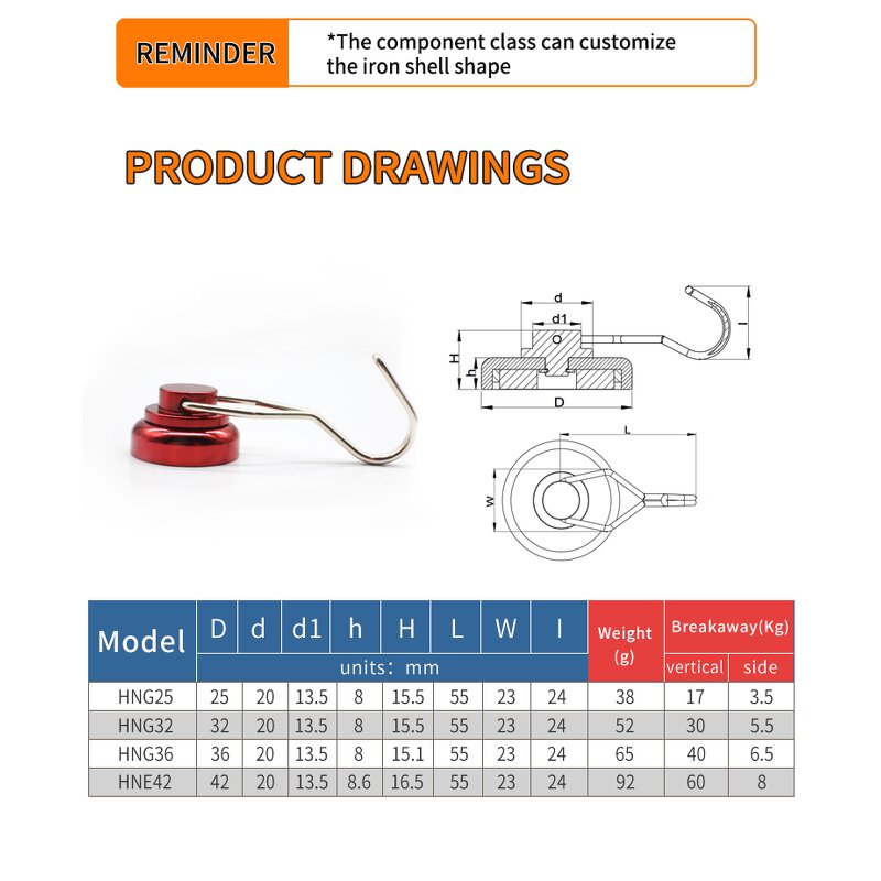 360 Rotation Magnetic Hook Factory - Color Pot Metal Plating Suction Cup