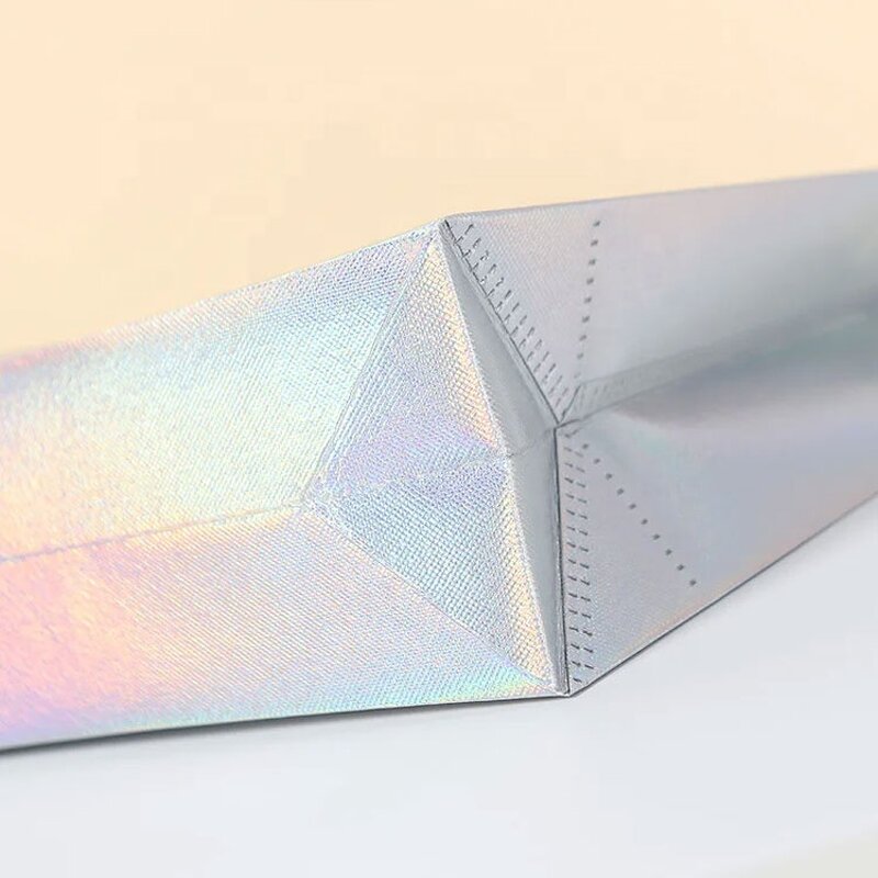 Holographic Shopping Bag Manufacturer - 2026 New Iridescent Glitter Silver
