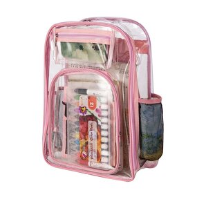 Pvc School Bag Factory - Hot Sale Custom Logo Pink Transparent Clear