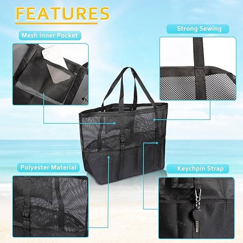 Waterproof Mesh Tote Bag Manufacturer - Custom Logo Large Market Grocery Shopper