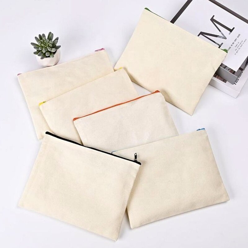 Cotton Canvas Pouch Bag Manufacturer - Wholesale Custom logo Natural with Zipper