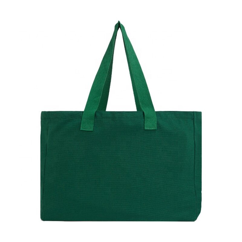 Custom Shopping Tote Bag Supplier - Wholesale Green Cotton Large with Bottom