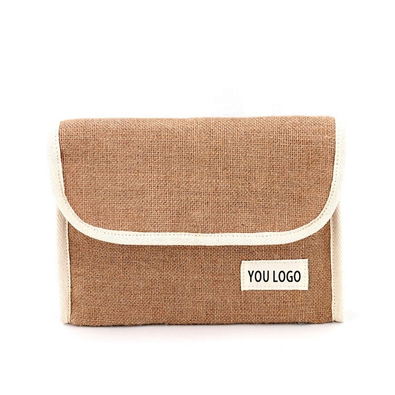 Cosmetic Bag Supplier - Custom Luxury Small Jute Linen Printed Logo