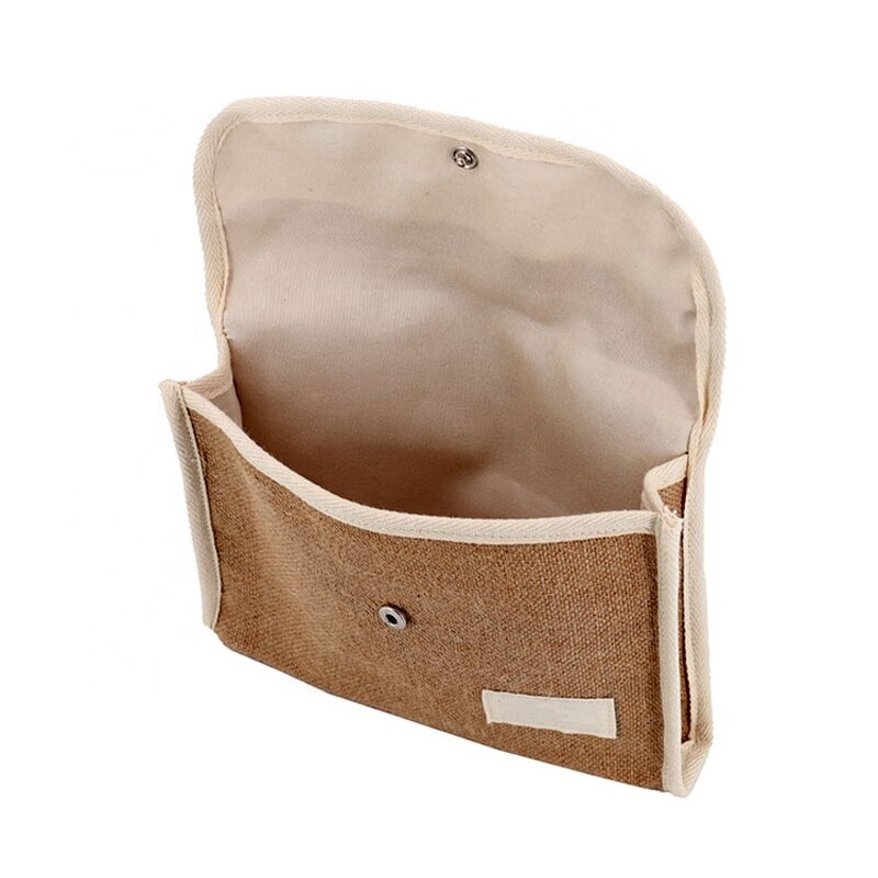 Cosmetic Bag Supplier - Custom Luxury Small Jute Linen Printed Logo