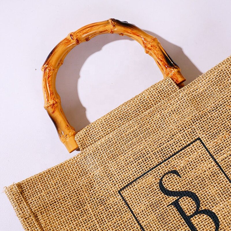 Jute Retro Tote Bag Manufacturer - Personalized Custom Linen Handbag Bamboo