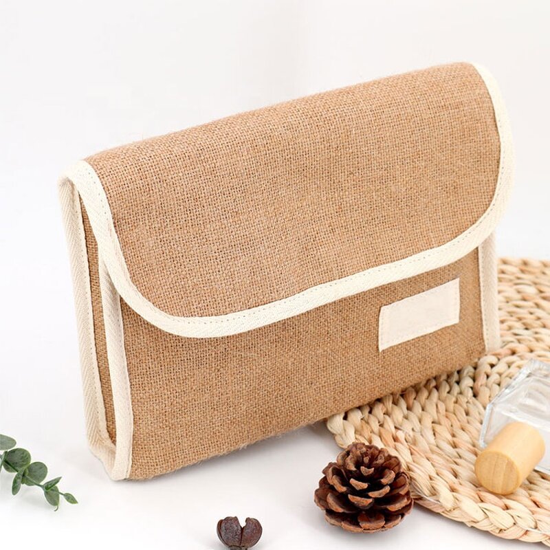 Cosmetic Bag Supplier - Custom Luxury Small Jute Linen Printed Logo