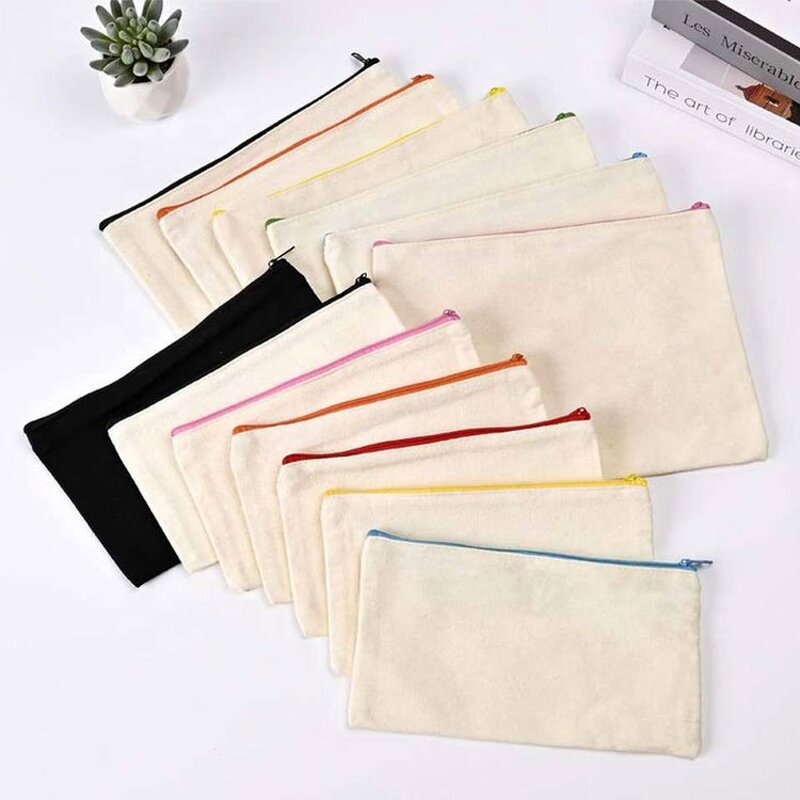 Cotton Canvas Pouch Bag Manufacturer - Wholesale Custom logo Natural with Zipper