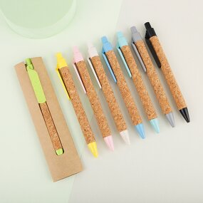 Eco-Friendly Ballpoint Pen Supplier - OEM Kraft Paper Packing Recycled Wheat Straw Promotional