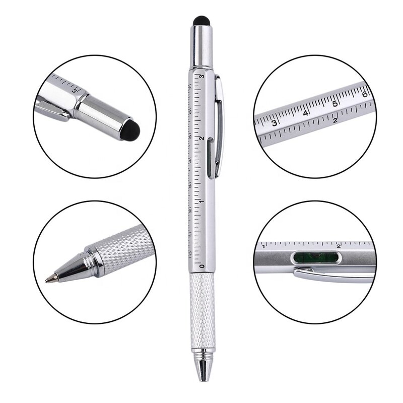 Multifunction Tool Pen Supplier - OEM 6 in 1 Stylus with Plastic Metal Touch Custom