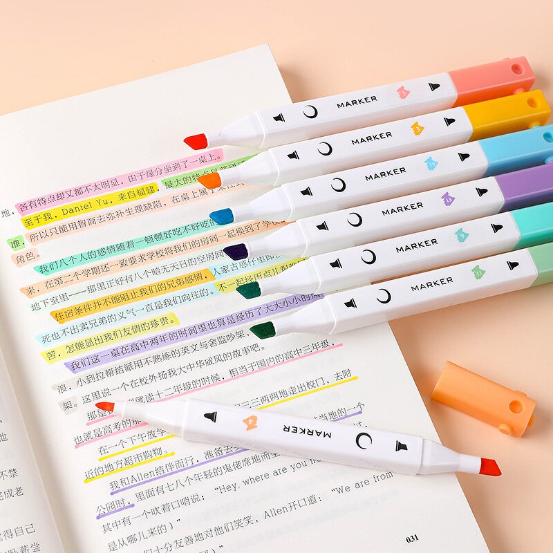 Marker Highlighter Pen Supplier - OEM Novelty Cute 12 Color Building Block Kids Art