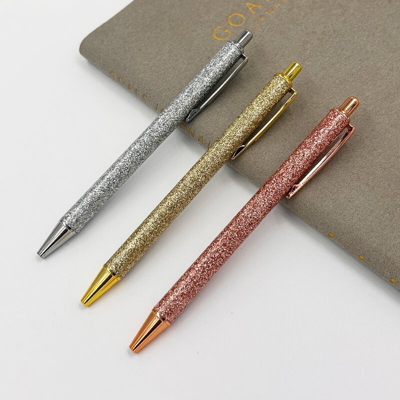 PU Leather Pen Supplier - OEM Hot Selling Luxury Glitter Press Out Click Bling Bling