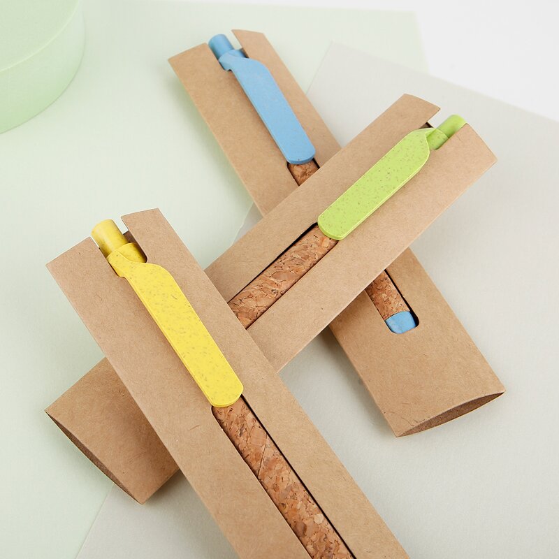 Eco-Friendly Ballpoint Pen Supplier - OEM Kraft Paper Packing Recycled Wheat Straw Promotional