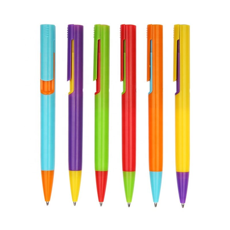 Hotel Ball Pen Supplier - OEM Promotional Cheap Plastic Red Blue Orange Custom