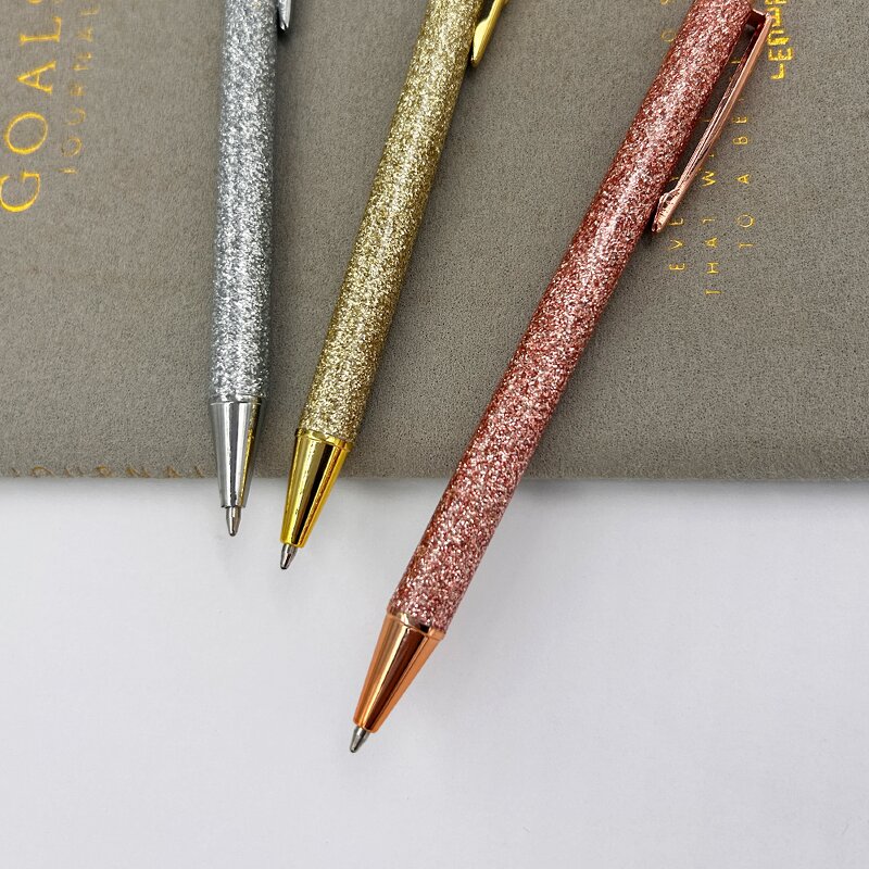 PU Leather Pen Supplier - OEM Hot Selling Luxury Glitter Press Out Click Bling Bling