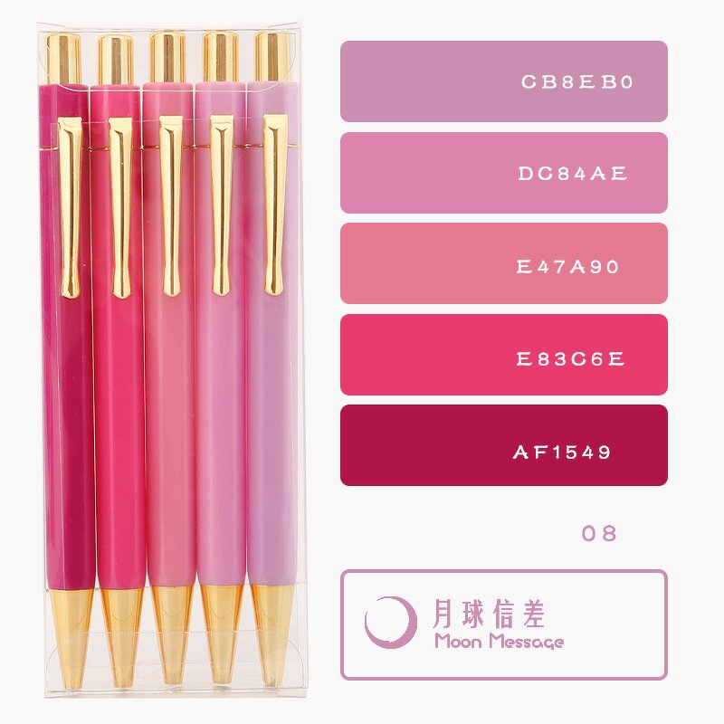 Ball Pen Factory - OEM Custom Logo Pastel Gold Hexagon Plastic Colorful Sets