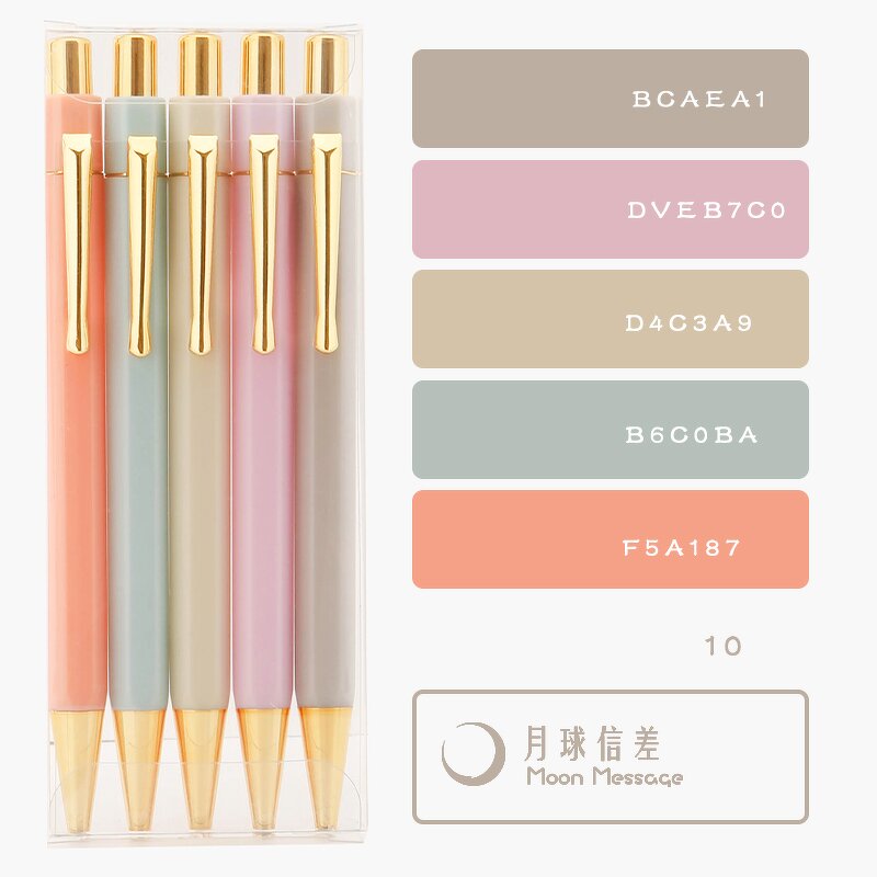 Ball Pen Factory - OEM Custom Logo Pastel Gold Hexagon Plastic Colorful Sets