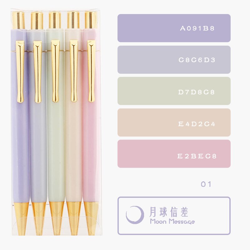 Ball Pen Factory - OEM Custom Logo Pastel Gold Hexagon Plastic Colorful Sets