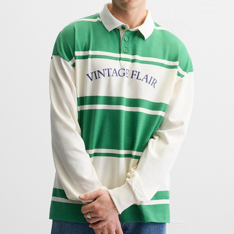 Men's Rugby Shirt Supplier - RS003 Relaxed Fit Lapel Collar Front Button Closure