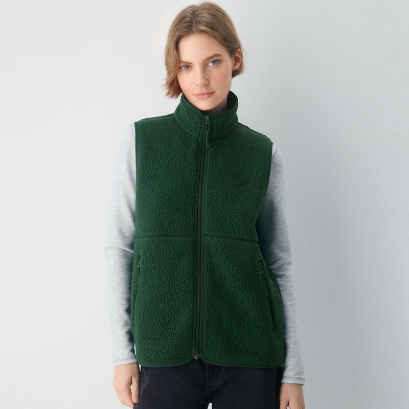 Fleece Vest Manufacturer - Winter Keep Warm Mockneck Zip up Side Pockets