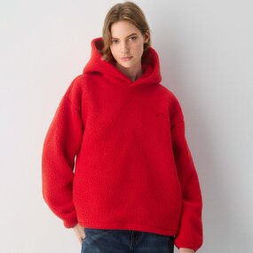 Fleece Hoodie Supplier - Long Sleeve Adjustable Drawstring Hem Relaxed Fit