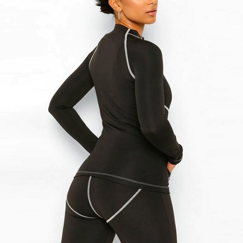 Yoga Set Factory - Three-piece Winter Long-sleeved Bra Pants Crop Jacket