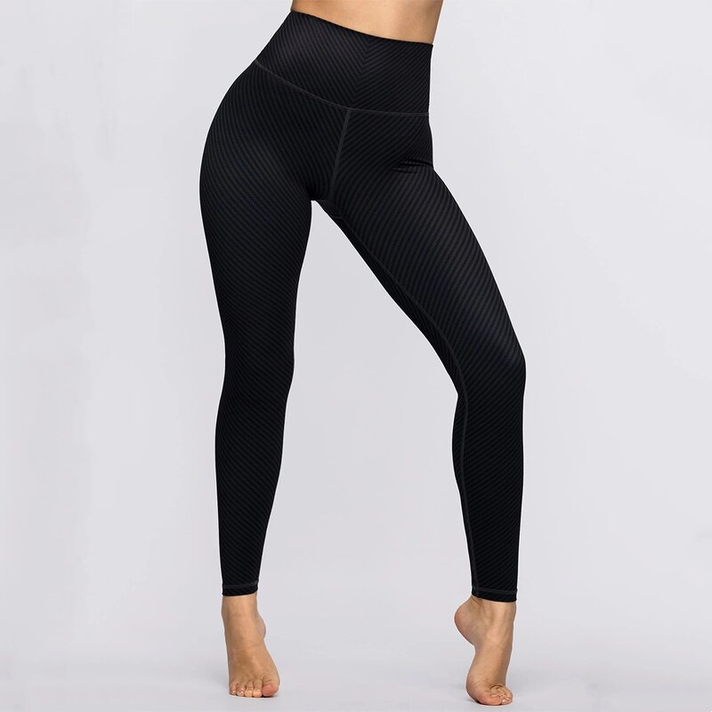 Yoga Leggings Manufacturer - Custom High Waist Four Way Stretch Print Carbon