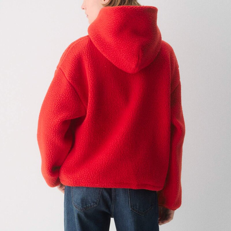 Fleece Hoodie Supplier - Long Sleeve Adjustable Drawstring Hem Relaxed Fit