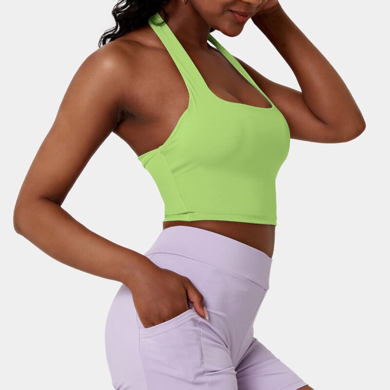 Sports Bras Manufacturer - Halter Backless Crop Top with Built in Bra
