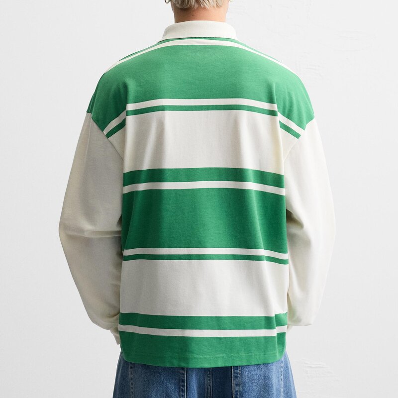 Men's Rugby Shirt Supplier - RS003 Relaxed Fit Lapel Collar Front Button Closure