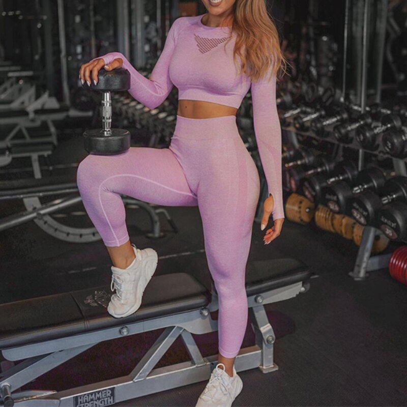 Fitness Outfit Supplier - Custom Women Seamless 2 Piece Workout Set Wholesale