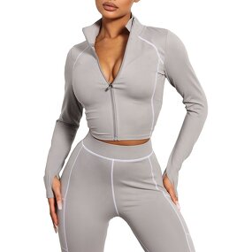 Yoga Set Factory - Three-piece Winter Long-sleeved Bra Pants Crop Jacket