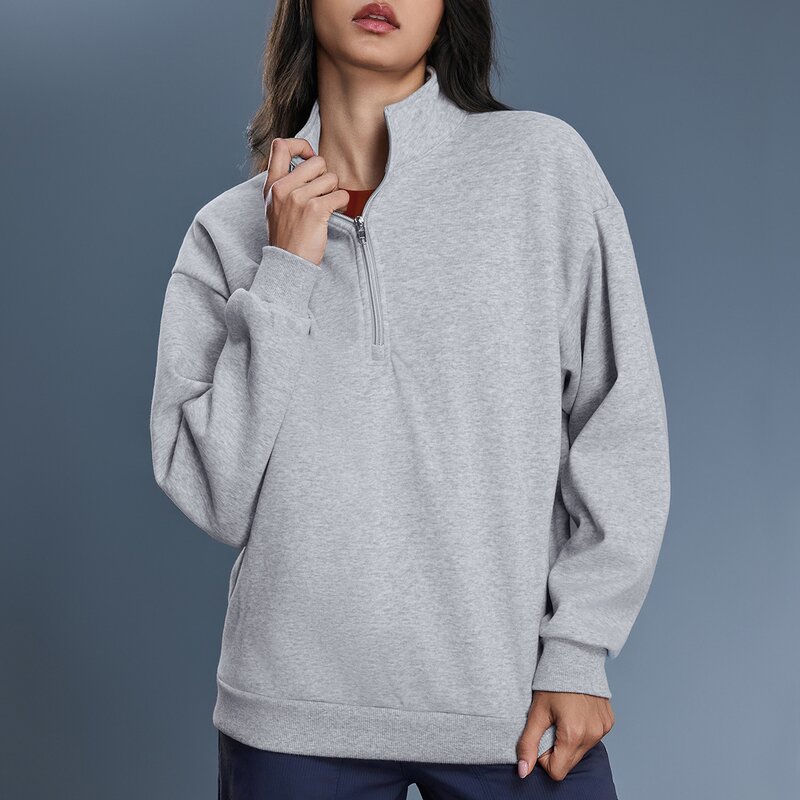 Winter Fleece Sweatshirt Supplier - Women's Half Zip Thickened Stand Collar Warm