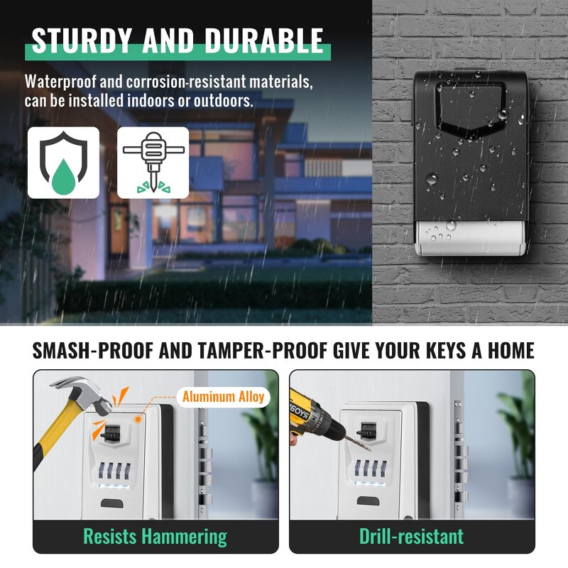Outdoor Key Lock Box Supplier - BBDHOME Waterproof Hanging Portable Aluminum