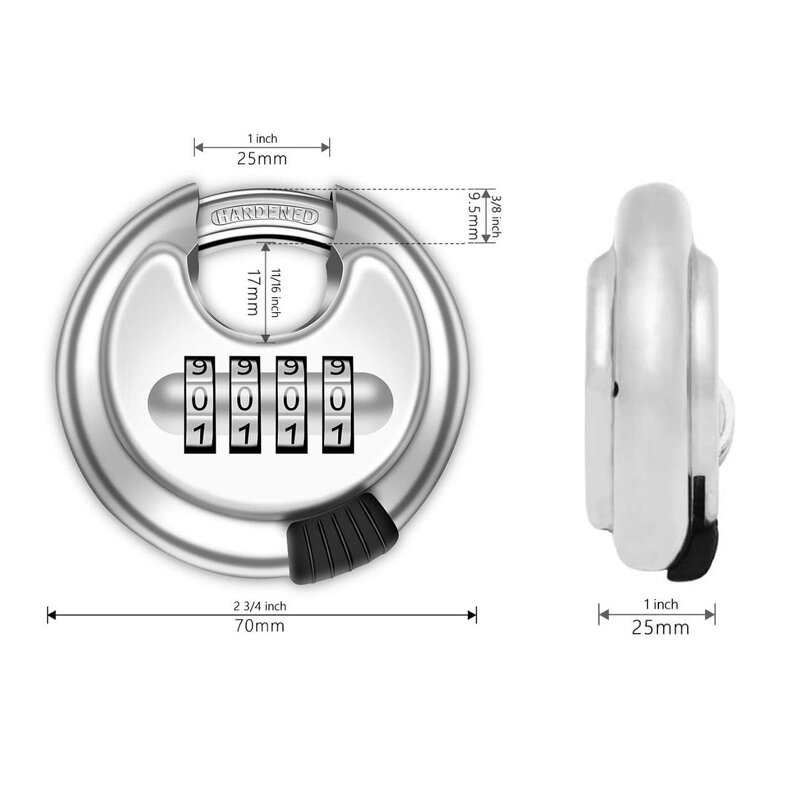 Discus Lock Manufacturer - Stainless Steel 4 Digit Resettable Hardened