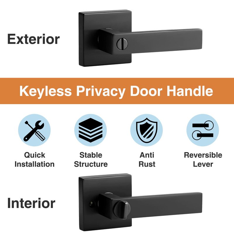Interior Door Knob Manufacturer - BBDHOME Passage Matte Black Levers Set