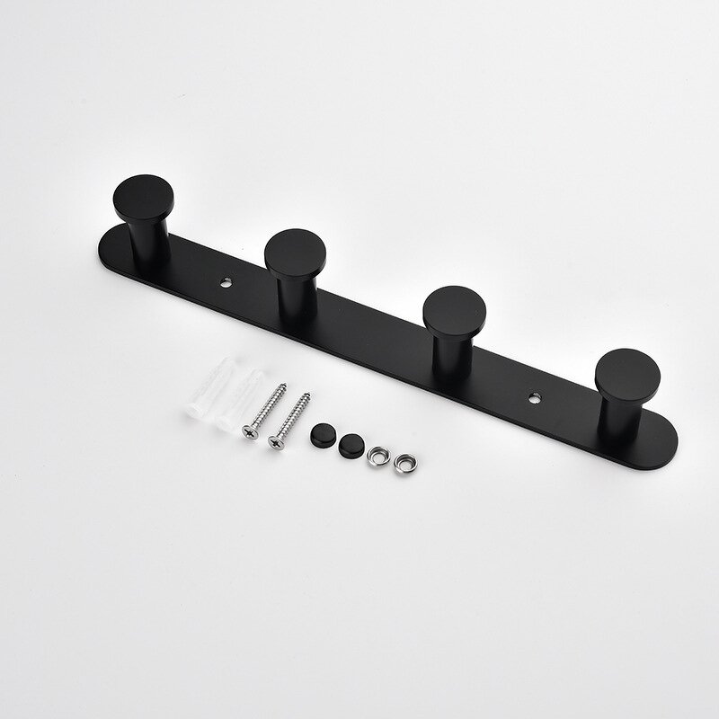 Wall Robe Hook Supplier - Perforated Coat Row Dumb Black Bathroom Towel