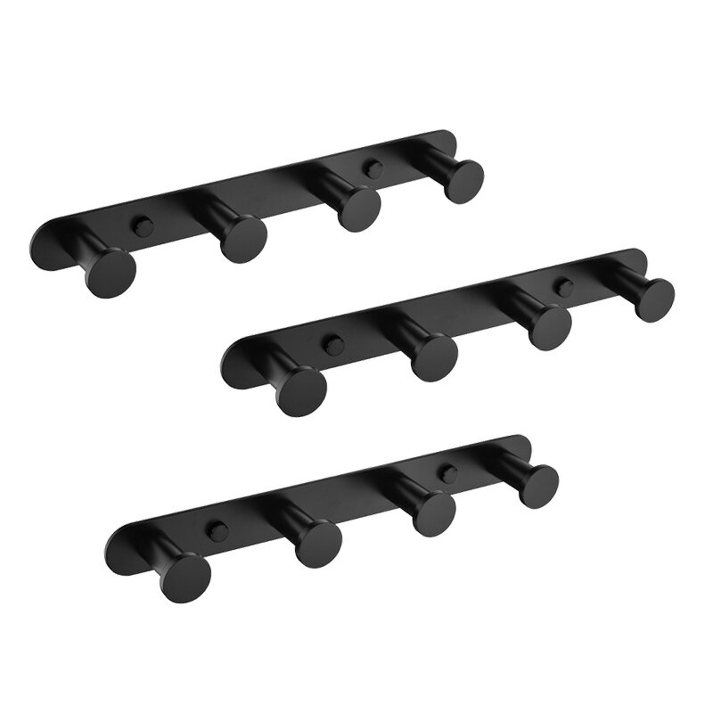 Wall Robe Hook Supplier - Perforated Coat Row Dumb Black Bathroom Towel