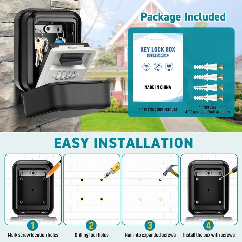 Combination Lock Box Factory - New Automatic Light Waterproof Wall Mount