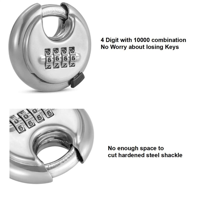 Discus Lock Manufacturer - Stainless Steel 4 Digit Resettable Hardened