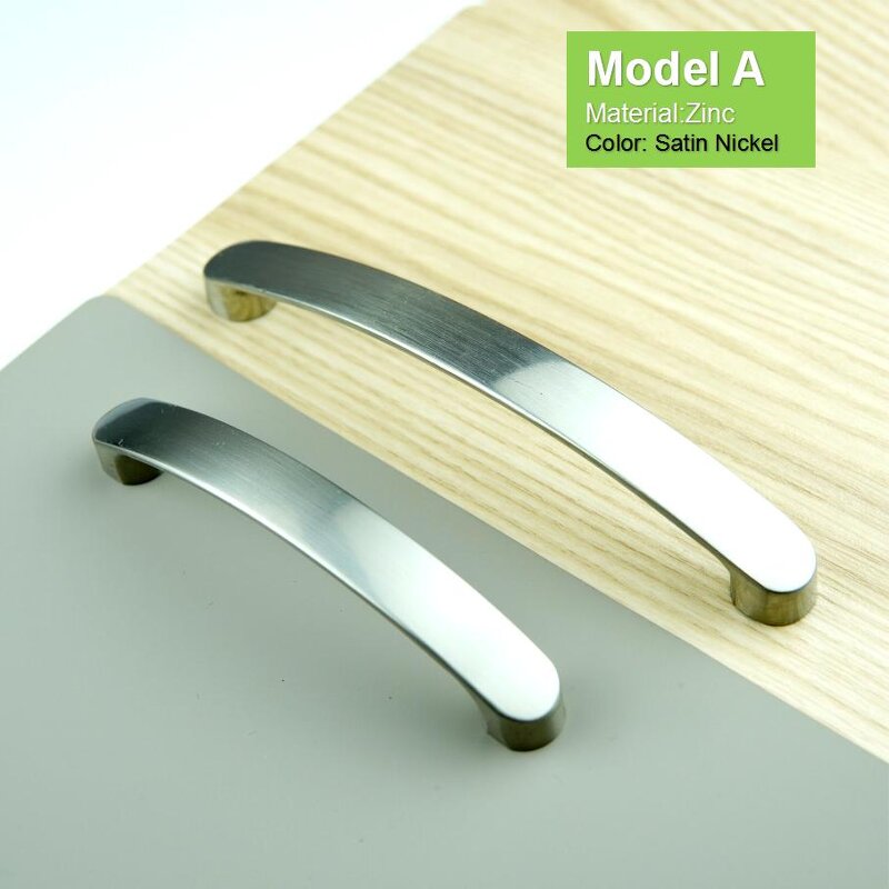 Zinc Alloy Door Handle Supplier - Hot Sale Cupboard Wardrobe Satin Nickel