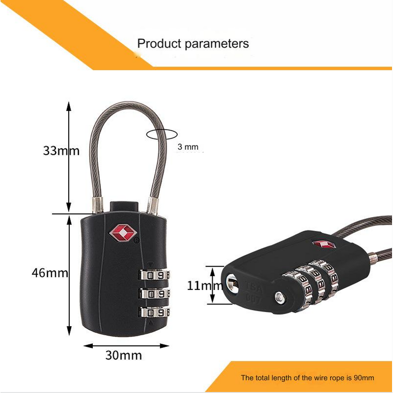 TSA Lock Factory - BBDHOME New 3-Digit Combination Black Red Secure