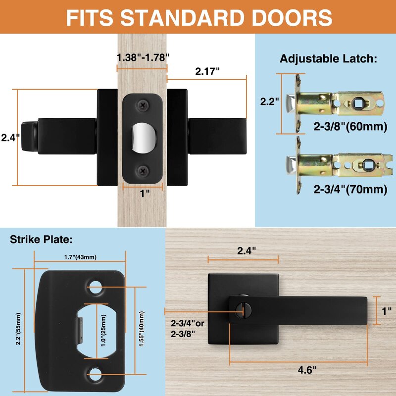 Interior Door Knob Manufacturer - BBDHOME Passage Matte Black Levers Set