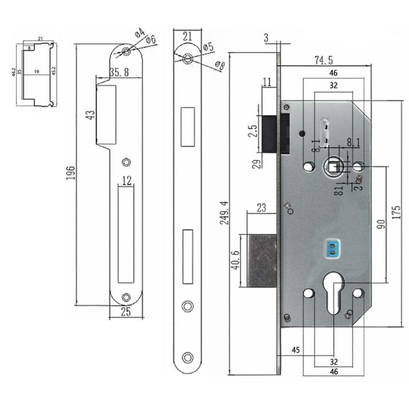 Satin Nickel Mortise Lock Manufacturer - BBDHOME High Safety Room Door 9045