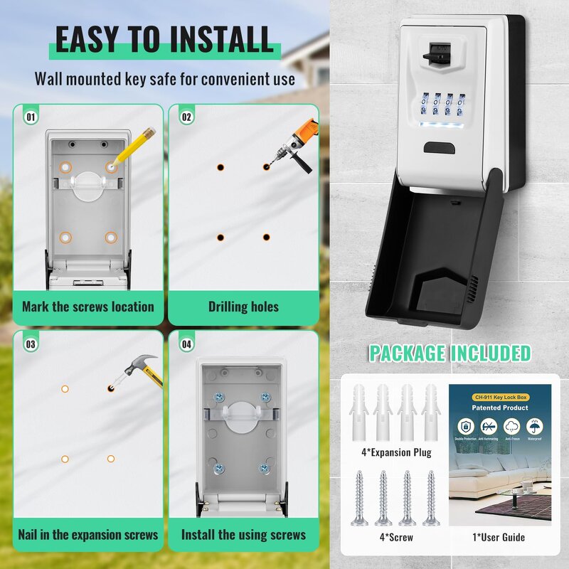 Outdoor Key Lock Box Supplier - BBDHOME Waterproof Hanging Portable Aluminum