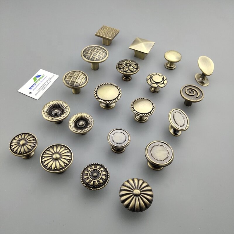Cabinet Knob Factory - Top Saling Zinc Alloy Antique Brass Round Knob