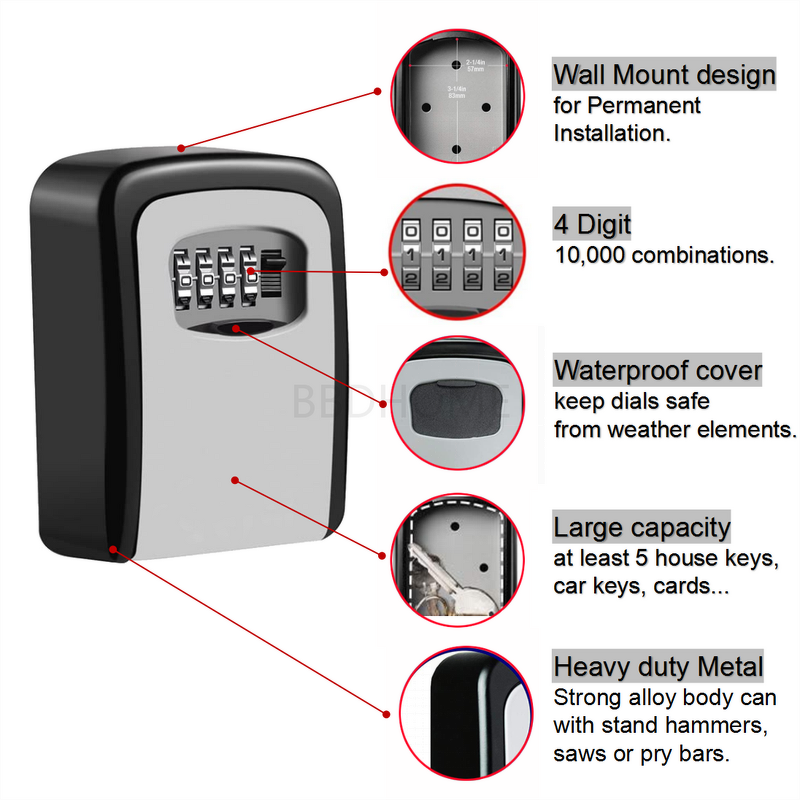Wall Mounted Key Safe Supplier - Password Code Combination Hide Security