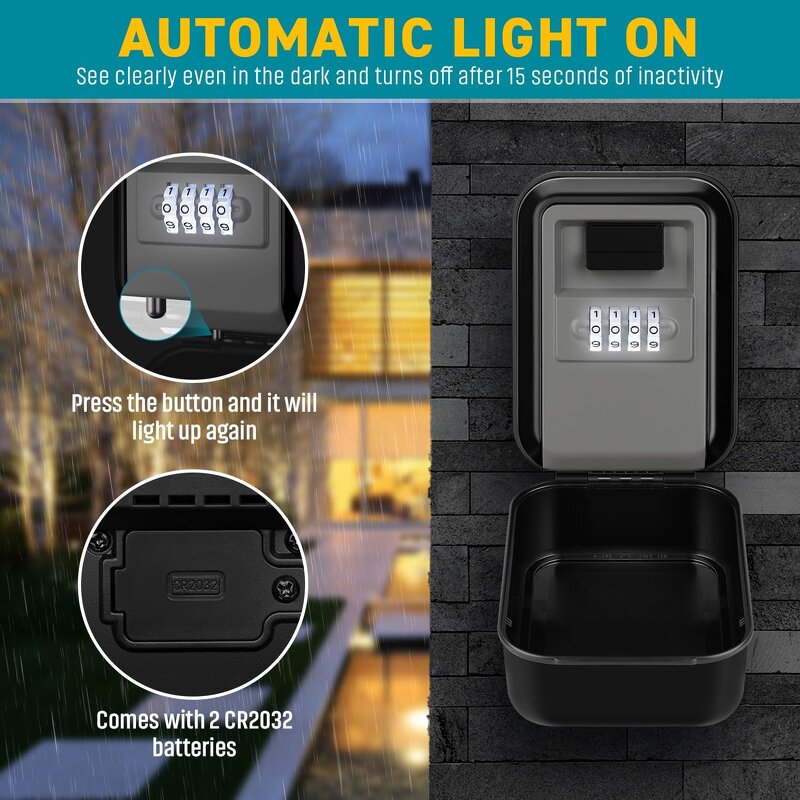 Combination Lock Box Factory - New Automatic Light Waterproof Wall Mount