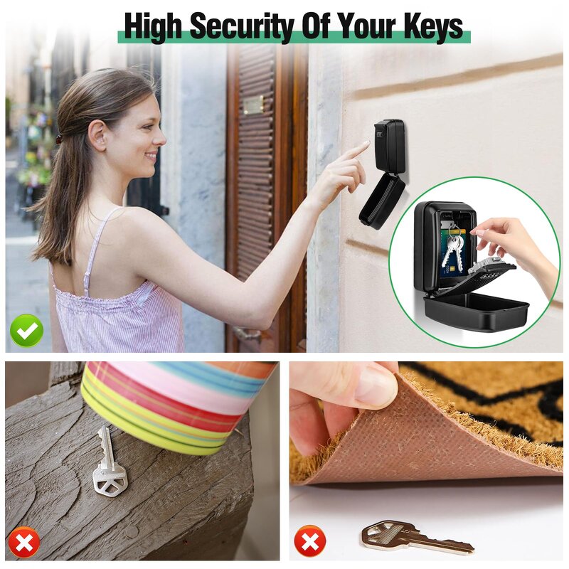 Metal Key Lock Box Supplier - BBDHOME 4-Digit Combination Grey/Black Hanging