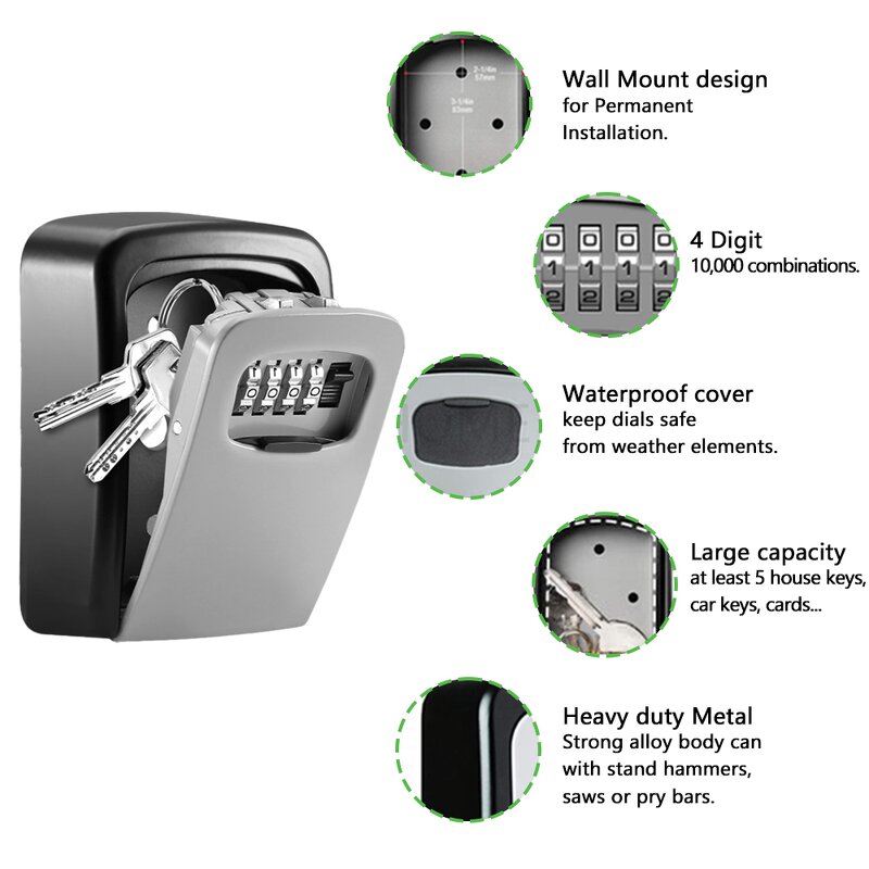 Key Safe Box Manufacturer - Wall Mounted Aluminum Alloy Weatherproof 4 Digit